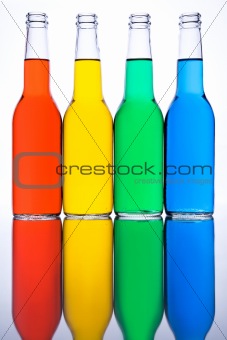 bottles red yellow green blue