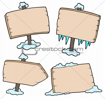 Winter wooden signs