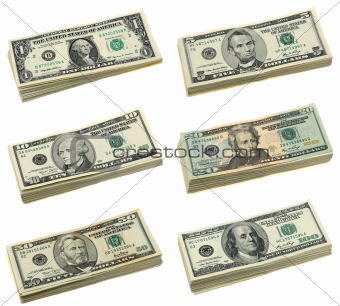 Stacks of US dollar bills
