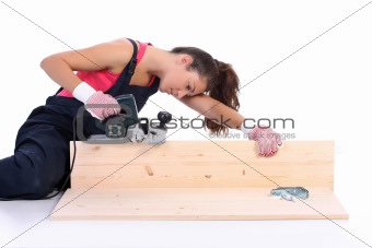 woman carpenter at work