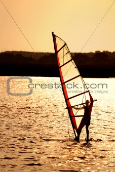 Sunset windsurfing