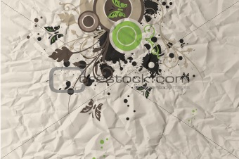Crumpled Paper with swirly flower design