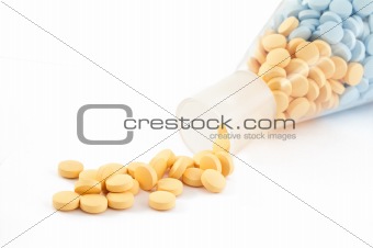 pills and drugs isolated on white