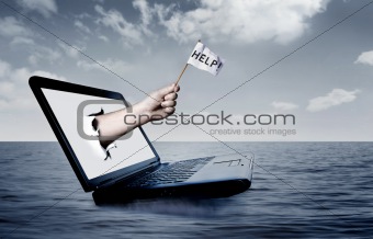 Laptop at sea