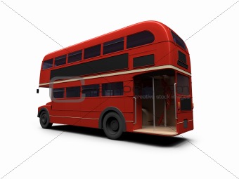 red double decker autobus over white