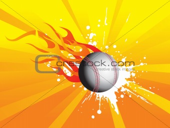 grunge fire background with cricket ball, illustration