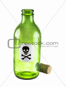 Poison bottle on a white