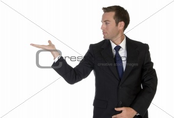businessman looking his palm