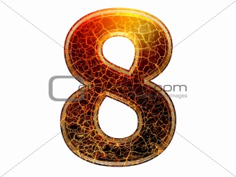 3d number with crackled texture