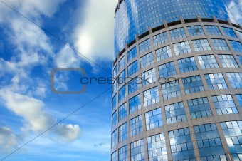 Business center under sunny sky extreme view