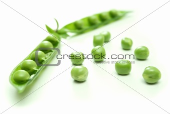 Green pea pod and seeds