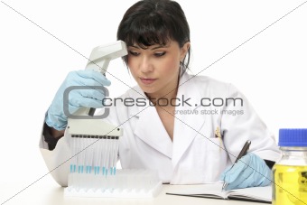 Scientist documenting lab results