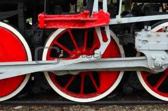 Fragment of old (retro) steam engine (locomotive).