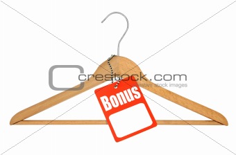 coat hanger and bonus tag