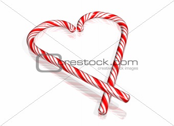 Candy cane in the form of a heart
