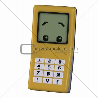 Cartoon cell phone with cute and funny emotional face