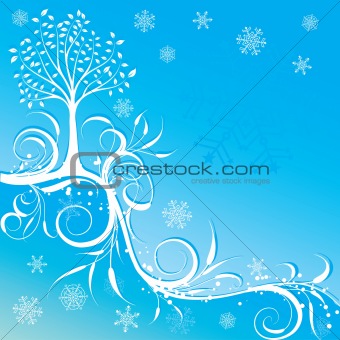 Tree winter background, vector