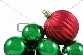 Red Bauble on Green Baubles
