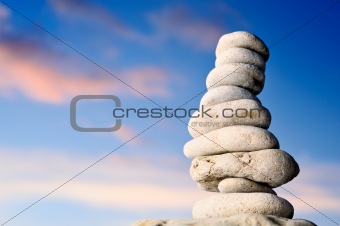 Pile of stones on seacoast