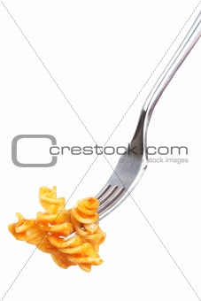 Italian pasta on a fork