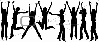 Jumping woman outlines