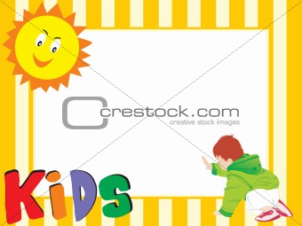 abstract yellow frame with sun and kid