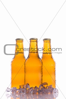 Three isolated cool Beers with Ice