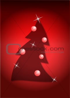 Christmas tree on red