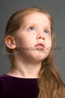 Meditation Portrait of redhead young girl with long hair