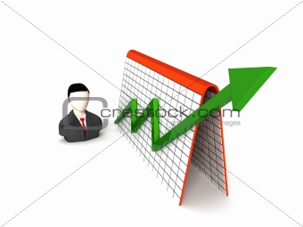 three dimensional businessman and profit graph