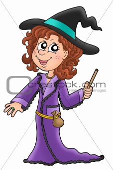 Cute witch with wand