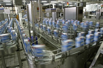 production line in modern dairy factory