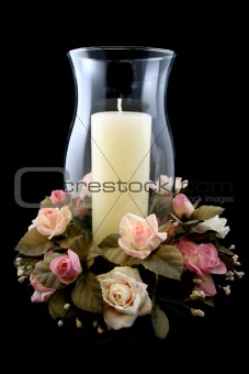 Holiday Candle and Flower Centerpiece