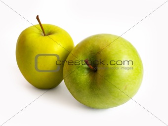 two apples on white