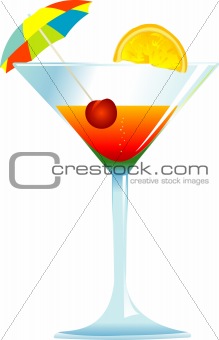 Cocktail with Umbrella, Cherry