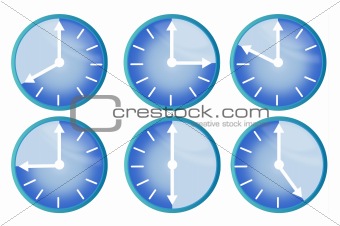 Clock showing different times