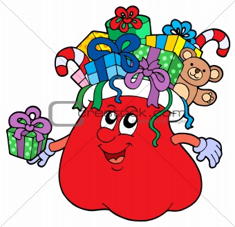 Santas bag with gifts isolated