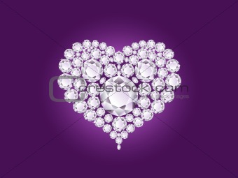 Vector diamond heart on purple background