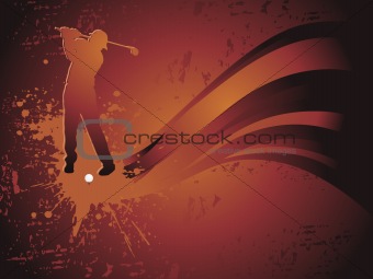 vector of golfer driving in silhouette