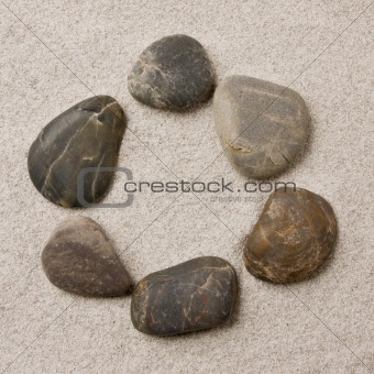 Pebbles in sand ring formation