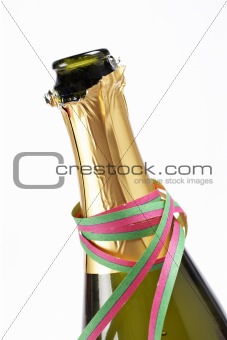 Opened champagne bottle