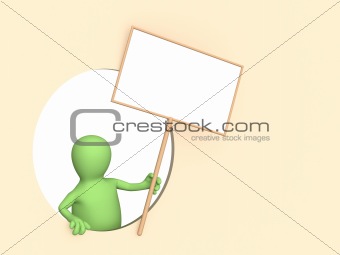 3d puppet with the blank poster 