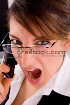 side view of shouting young female executive