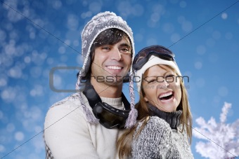 happy ski couple