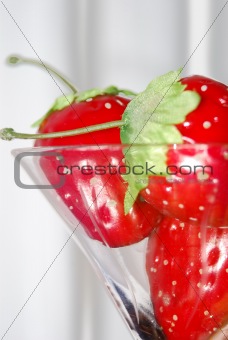 strawberry and glass
