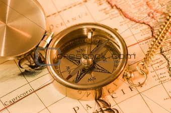Old style brass compass 