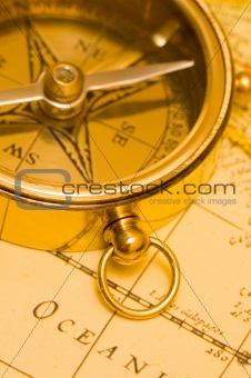 Old style brass compass 