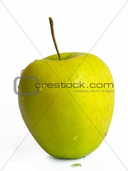 isolated apple with drops on white background