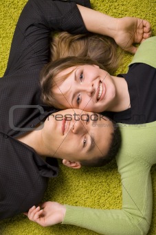 young couple on the carpet