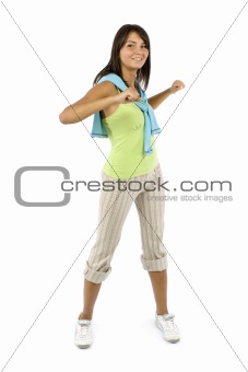 sport dressed woman does exercise